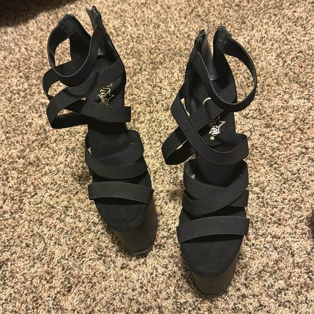 Pleaser, black, strappy heels